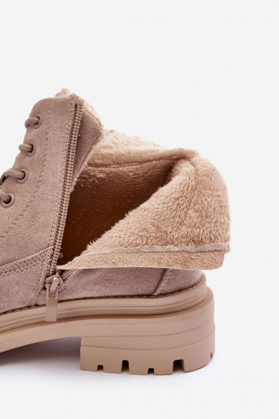 zamšādas apavi Sieviešu puszābaki siltināti smilšu krāsas Alden