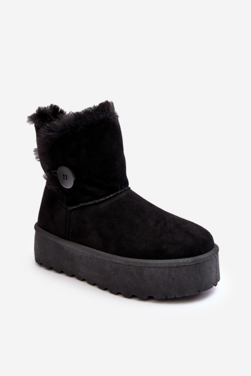   sniega apavi ar platformu ar kažokādu melnas krāsas Wikasem