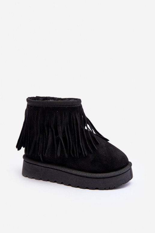 siltināti Sieviešu puszābaki sniega apavi Bērnu apavi i Frędzlami melnas krāsas Nimia