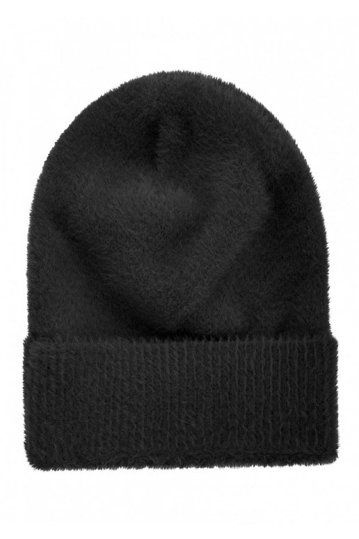 Fluffy  - melna beanie stila cepure