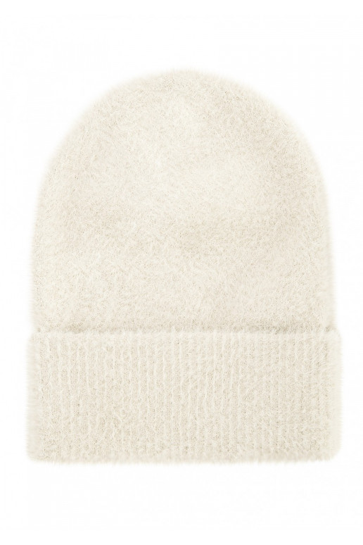 Fluffy - balta beanie cepure