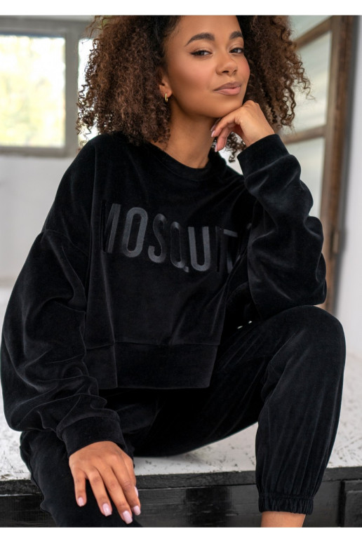 Shore Velvet - velūra džemperis ar logotipu melnā krāsā