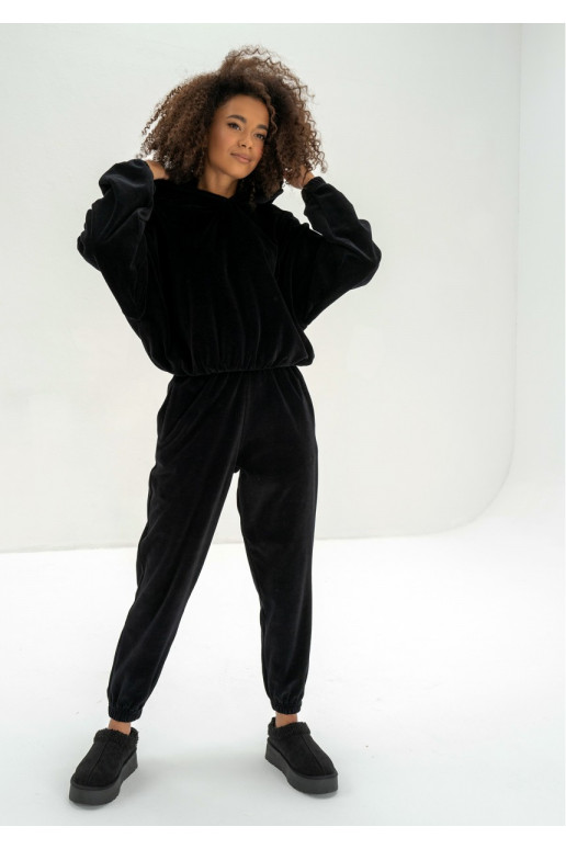 Icon Velvet - velūra džemperis ar kapuci melnā krāsā