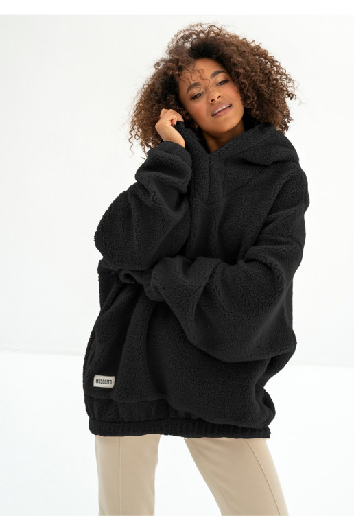 Ozzy -  oversize melns džemperis ar kapuci