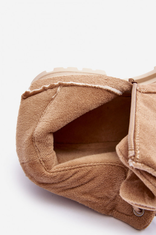 zamšādas apavi Sieviešu puszābaki siltināti smilšu krāsas Alden