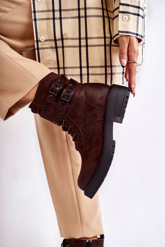   zamšādas siltināti Sieviešu puszābaki brūnas krāsas Silvor