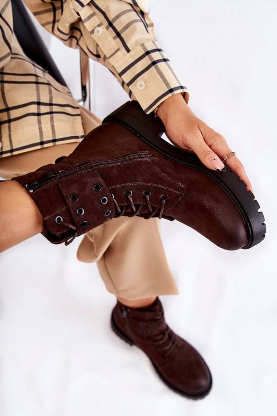   zamšādas siltināti Sieviešu puszābaki brūnas krāsas Silvor