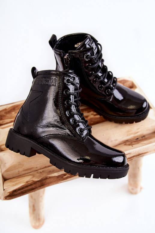 Bērnu apavi Laque siltināti Sieviešu puszābaki Big Star II374045 melnas krāsas