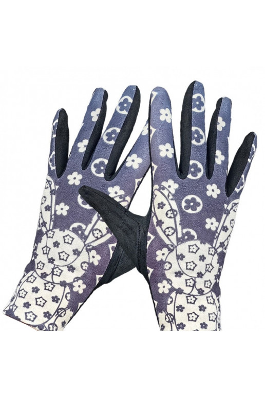 Damskie rękawiczki elegancki nadruk rabbit Elegant ciepłe ar polarkiem w środku REK144WZ1