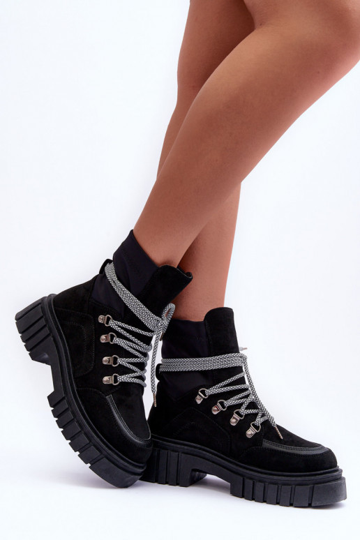   Zamšādas kurpes šņorējami melnas krāsas Acorn