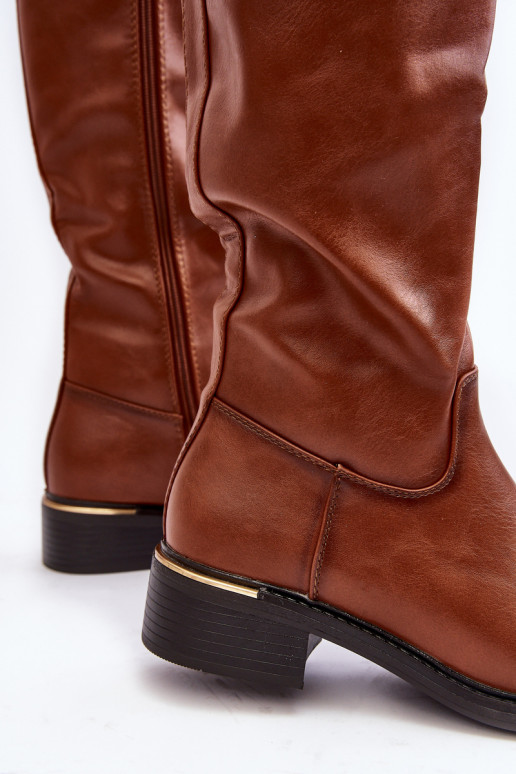 garie zābaki ar platiem papēžiem  brūnas krāsas Aviare   garie zābaki ar platiem papēžiem  brūnas krāsas Aviare