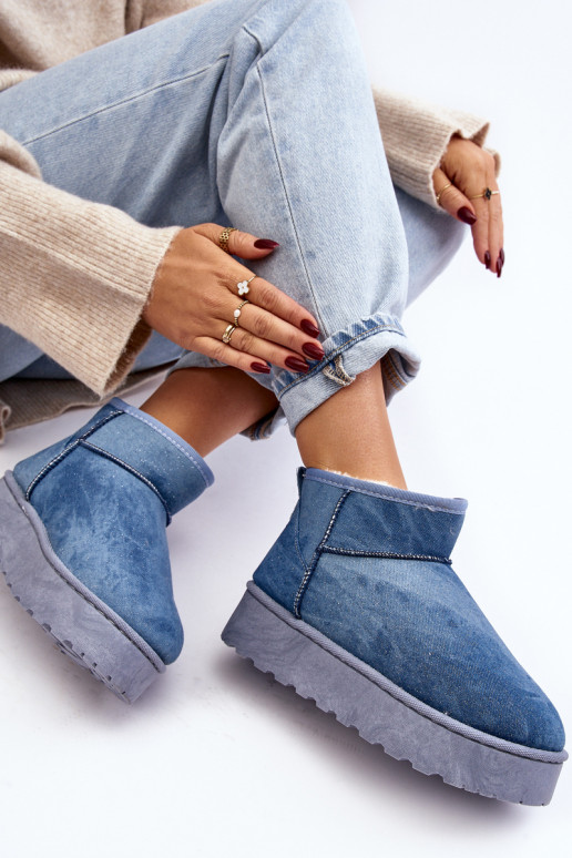 sniega apavi   ar mirdzumu ar platformu Zilas krāsas Margella