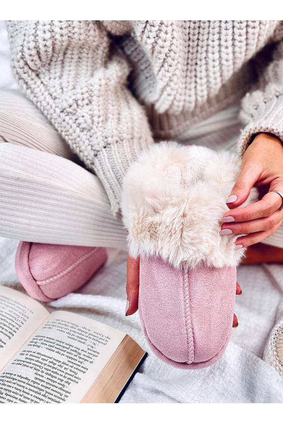 Čības ar kažokādu OTTEYS rozā krāsā