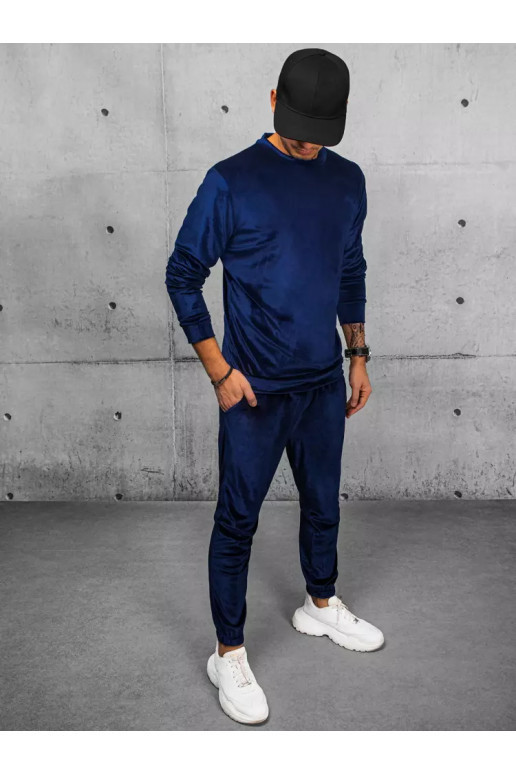 Vīriešu velūra treniņtērps, tumši zils