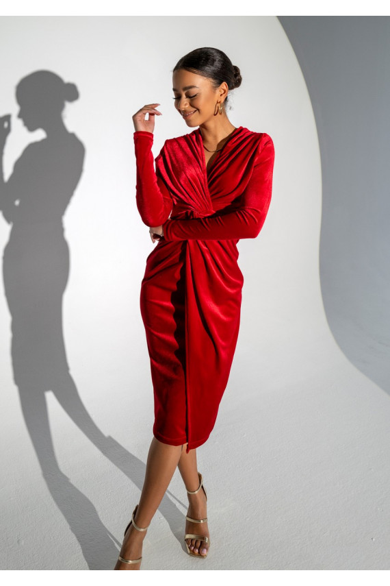 Rose - samta MIDI kleita sarkanā krāsā