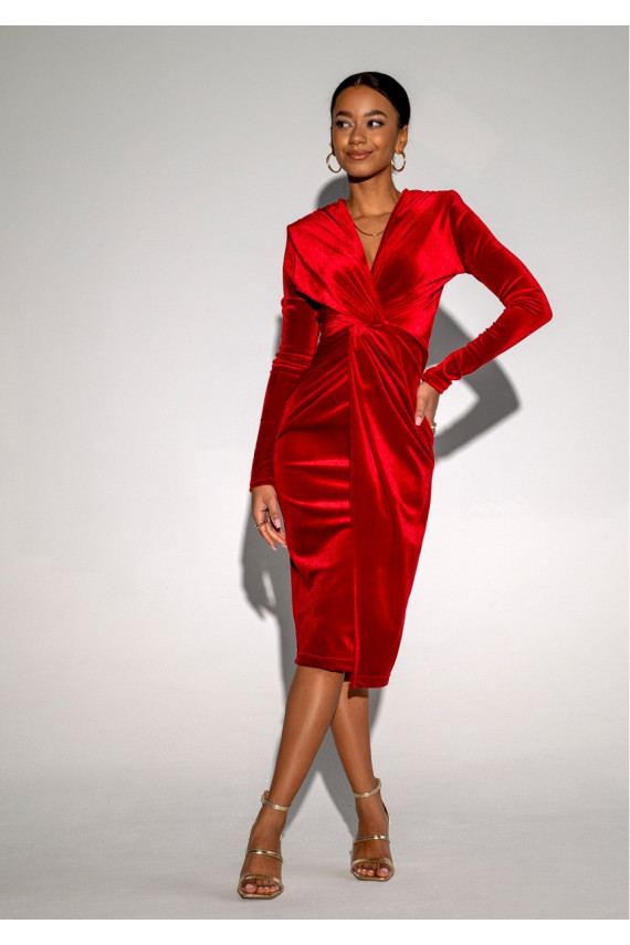 Rose - samta MIDI kleita sarkanā krāsā