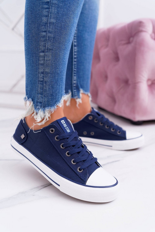   Klasiska modeļa sporta apavi ar līdzenu zoli Big Star DD274335 tumši zilas krāsas