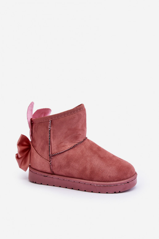 Bērnu siltināti sniega apavi ar bantītēm Rozā krāsas Meriva