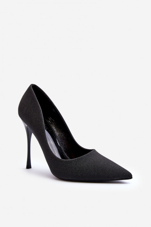 Spīdīgi augstpapēžu kurpes melnas krāsas Tiberona