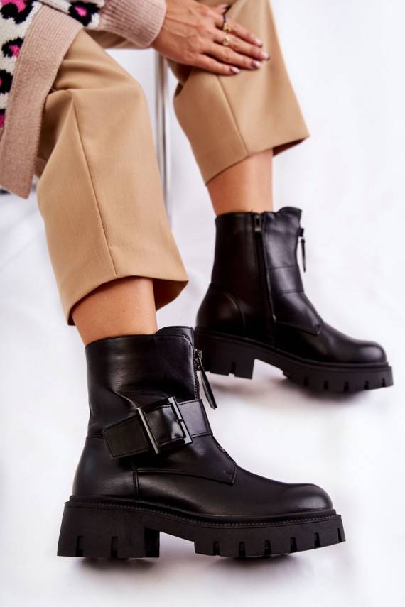   Sieviešu puszābaki siltināti ar rāvējslēdzējiem melnas krāsas Torey