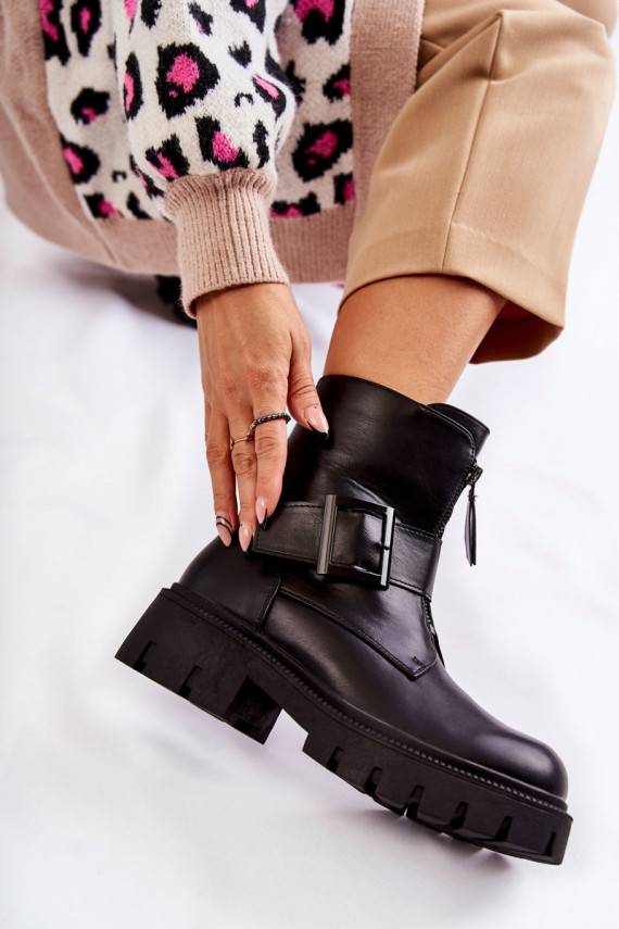   Sieviešu puszābaki siltināti ar rāvējslēdzējiem melnas krāsas Torey