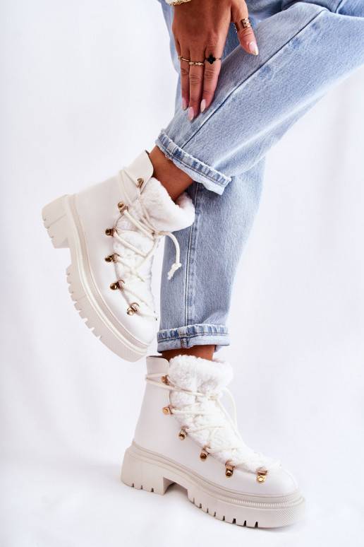   siltināti Sieviešu puszābaki apavi baltas krāsas Arisa