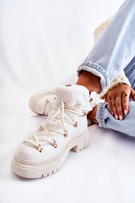 siltināti Sieviešu puszābaki apavi baltas krāsas Arisa   siltināti Sieviešu puszābaki apavi baltas krāsas Arisa