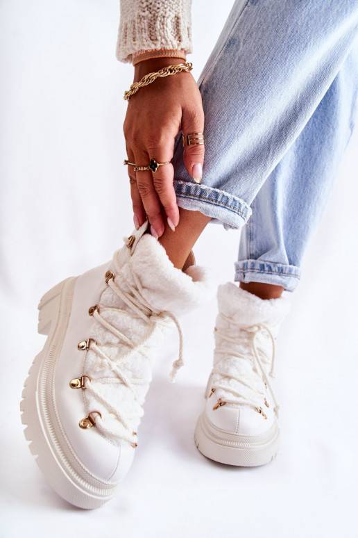 siltināti Sieviešu puszābaki apavi baltas krāsas Arisa   siltināti Sieviešu puszābaki apavi baltas krāsas Arisa