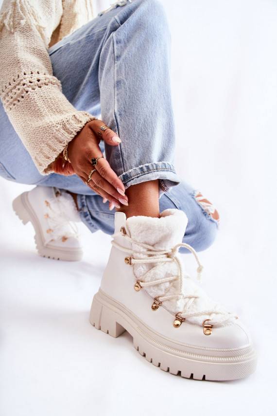   siltināti Sieviešu puszābaki apavi baltas krāsas Arisa