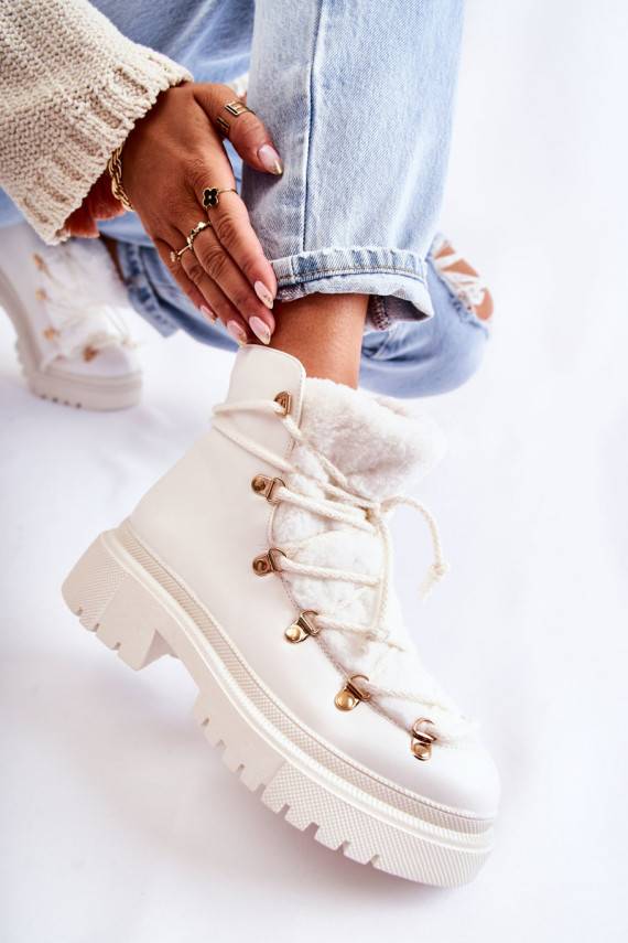   siltināti Sieviešu puszābaki apavi baltas krāsas Arisa