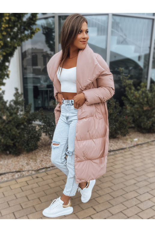 Sieviešu stepēts jakas mētelis FAVI rozā