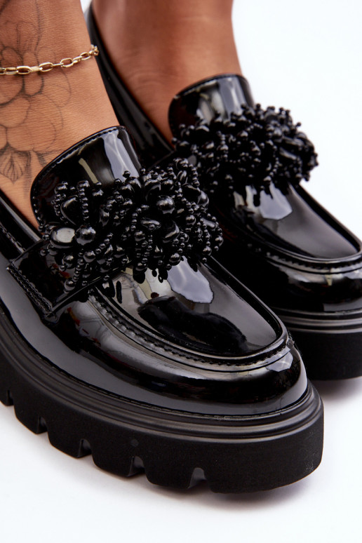 Sieviešu apavi ar ornamentiem melnas krāsas Renesma