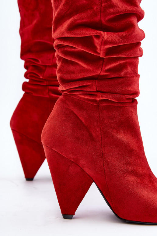   zamšādas garie zābaki Lu Boo sarkanas krāsas