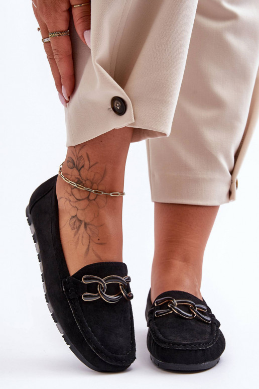 Eleganti zamšādas lauferizempapēžuj Podeszwie melnas krāsas Appia