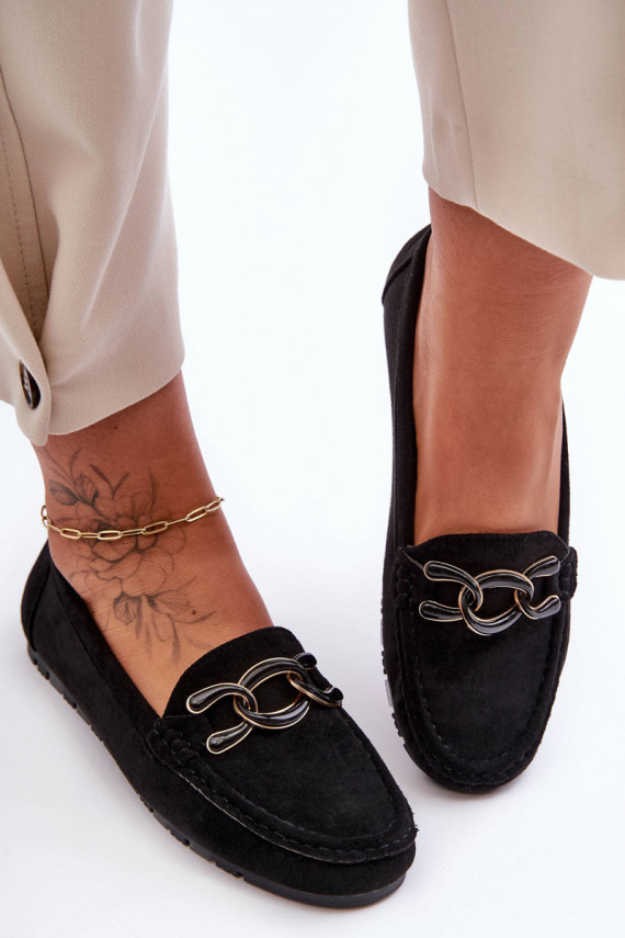 Eleganti zamšādas lauferizempapēžuj Podeszwie melnas krāsas Appia