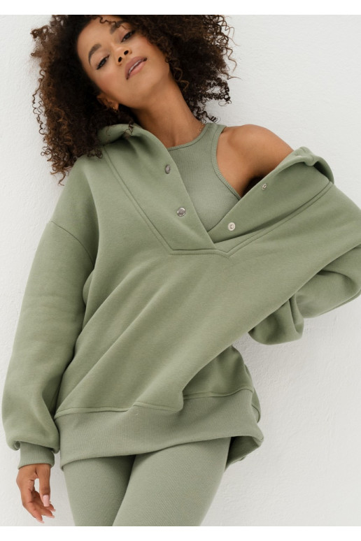 Raven - zaļa krāsa džemperis ar kapuci