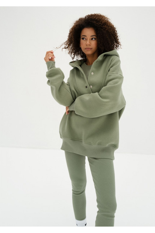 Raven - zaļa krāsa džemperis ar kapuci