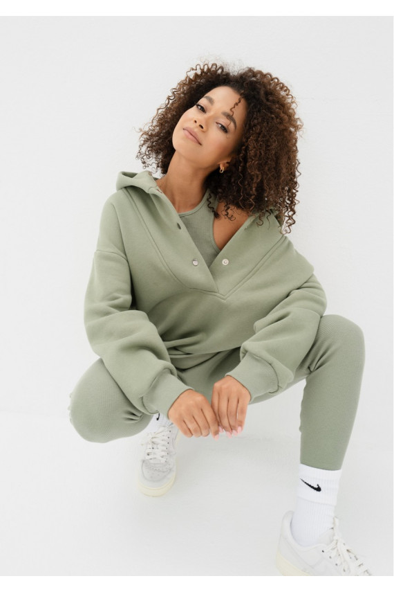 Raven - zaļa krāsa džemperis ar kapuci