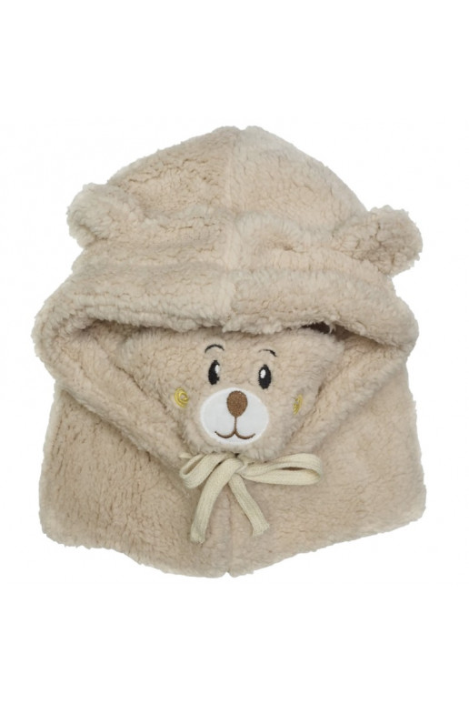 Plīša ziemas cepure ar lācīša ausīm + kakla sildītājs, divi vienā - CZ34WZ1