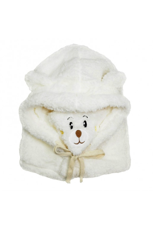 Plīša ziemas cepure ar lācīša ausīm + kakla sildītājs, divi vienā - krēmkrāsas CZ34WZ2