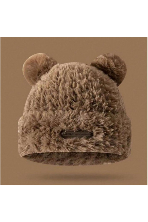 Plīša ziemas cepure ar lācīša ausīm, ar plāksteri, CZ32WZ1