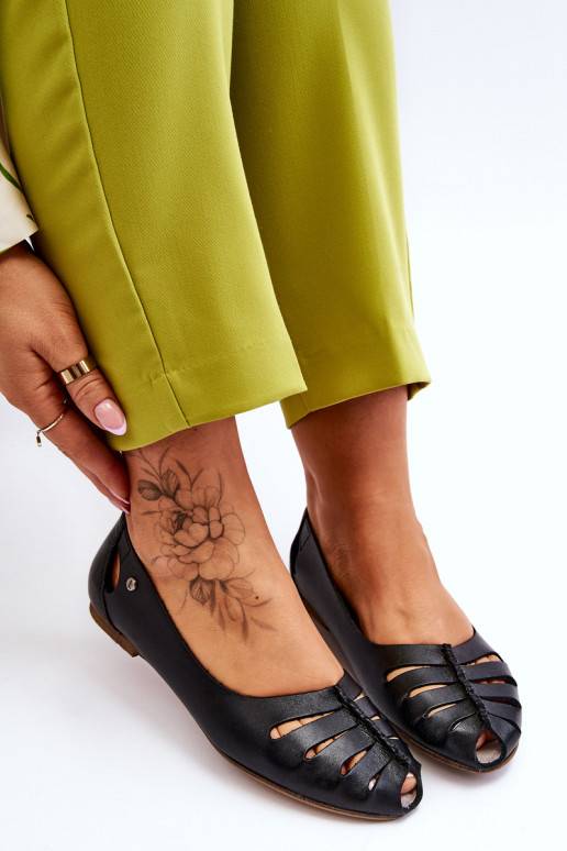 Ērtas dabīgās ādas balerīnas   melnas krāsas Luka