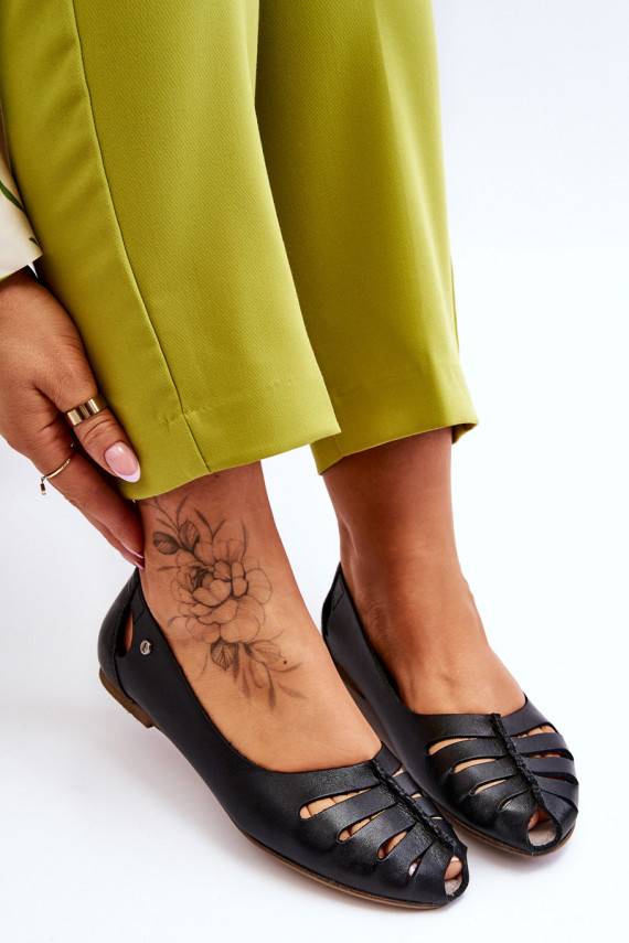 Ērtas dabīgās ādas balerīnas   melnas krāsas Luka