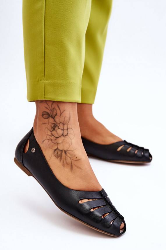 Ērtas dabīgās ādas balerīnas   melnas krāsas Luka