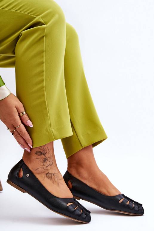 Ērtas dabīgās ādas balerīnas   melnas krāsas Luka