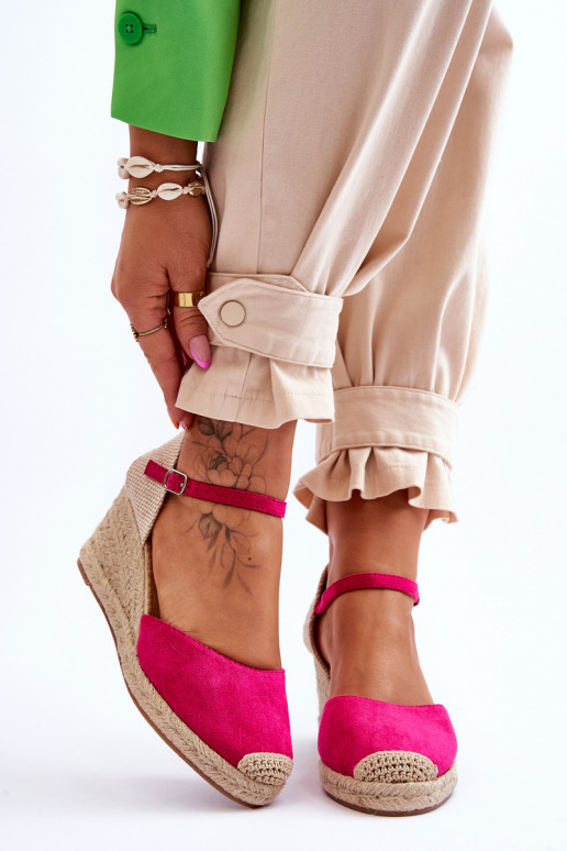 zamšādas sandales espadrilles  rozā krāsas Cammer