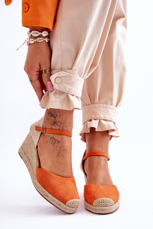 zamšādas sandales espadrilles  oranžas krāsas Cammer
