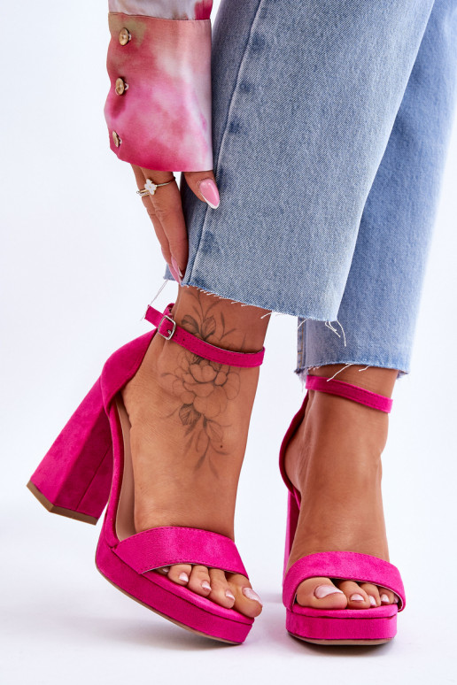 Zamšādas augstpapēžu kurpes ar kvadrātveida priekšpusi rozā krāsas Merila