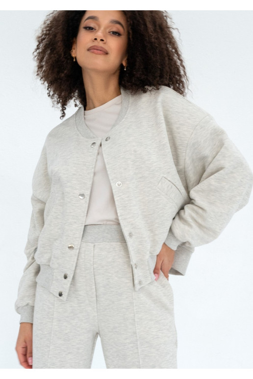 Club - Warm melange snap-buttoned sweatshirt