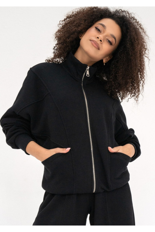 Based - Black oversize zipped sweatshirt